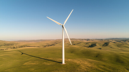 Sustainable wind technology blending into a breathtaking landscape