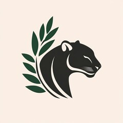 Minimalist Lion Head with Leaf Design for Elegant Branding