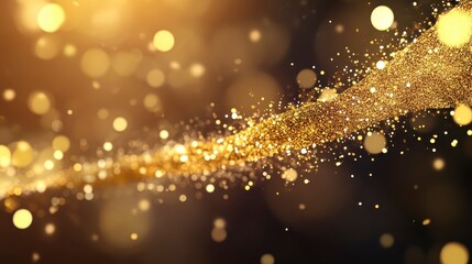 Obraz premium Shimmering Gold Particles Against Dark Background for Elegant Designs