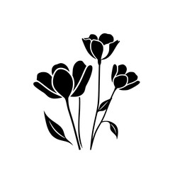 Elegant Black and White Floral Silhouette: A Minimalist Botanical Illustration
