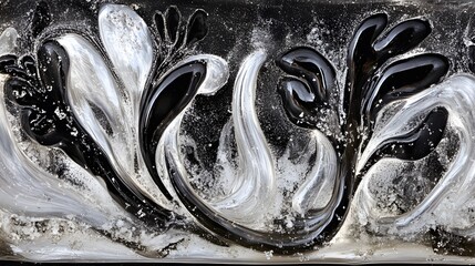 Abstract Black and White Swirling Floral Art
