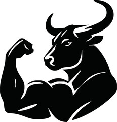 Bodybuilder with a bull head. Vector illustration.