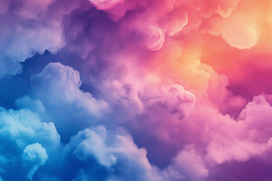 Colorful mist, abstract smoke effect, vibrant clouds gradient, soft curves, dreamy atmosphere. Colorful Abstract Background Pattern Texture. 