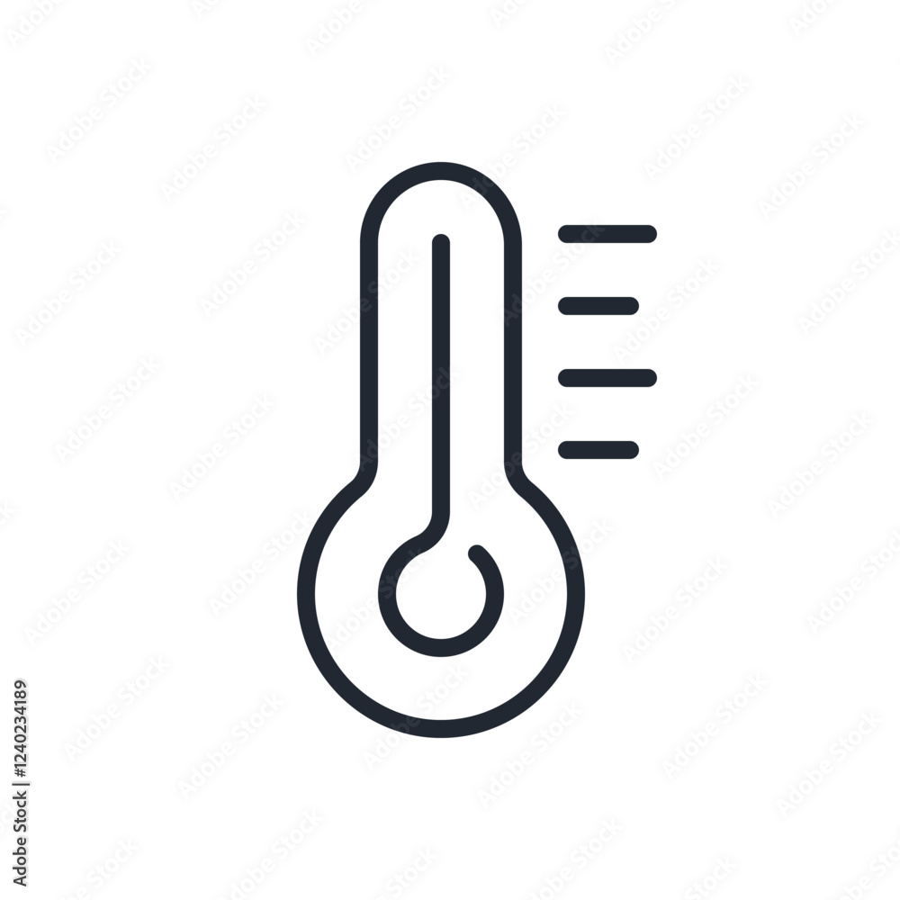 Wall mural thermometer editable stroke outline icon isolated on white background flat vector illustration. pixe