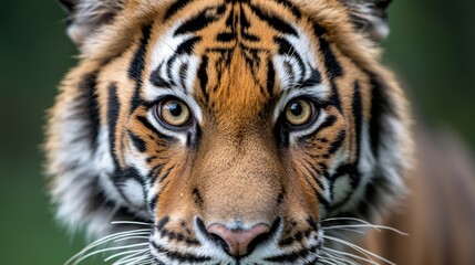 Fototapeta premium Striking Close-Up of a Wild Tiger Captured in Natural Habitat with Detailed Features