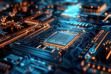 Obraz premium Close-up of a circuit board undergoing testing by an AI-driven technology for enhanced performance and reliability.