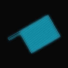 Neon icon of car radiator grille radiating light on dark background