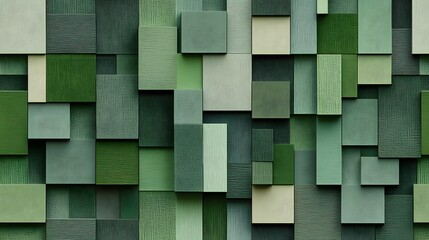 Abstract Green Geometric Shapes Seamless Pattern