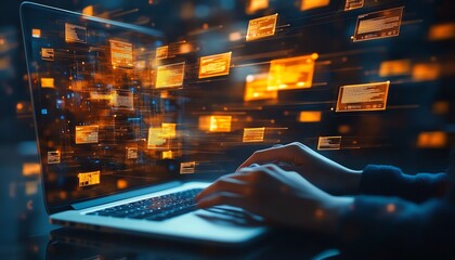 File sharing and cloud storage concept on digital devices, representing secure data transfer and global access across borders