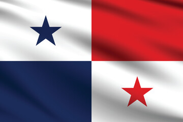 Panama flag official colors and proportion digital vector illustration. Pleated flag.