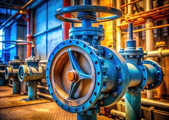 Fototapeta premium High-quality images showcase a robust industrial butterfly valve, designed to withstand harsh conditions.