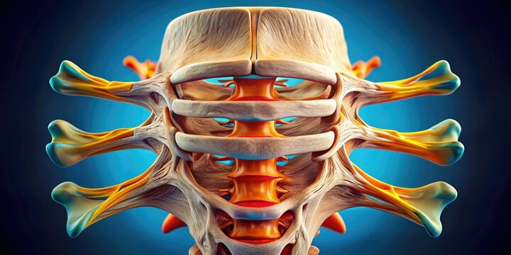High-resolution 3D render of the ninth thoracic vertebra (T9), offering a superior anatomical view.