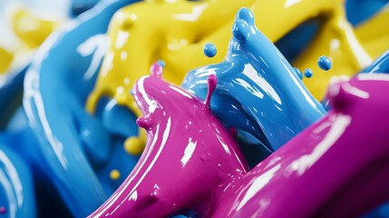 Vibrant CMYK Paint Splash Abstract Background