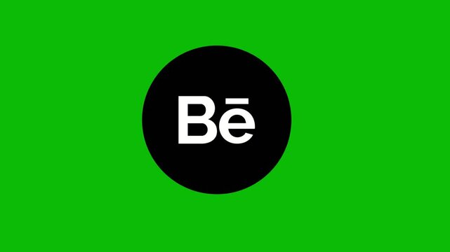 Motion Graphics 2D animation of black silhouette style social media icon &ldquo;Behance&rdquo;, fold out, jingle and fold up loop. Overlay motion graphics and 2D animation effects for videos.