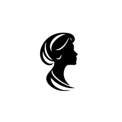 Elegant Woman Silhouette: Profile, Hair, and Fashionable Design.  A Minimalist Black and White Vector Graphic for Beauty, Style, and Modern Art.