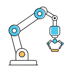 A silhouette robotic arm holding on a white background.