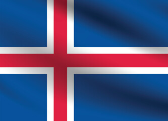 Fototapeta premium Iceland flag official colors and proportion digital vector illustration. Pleated flag.