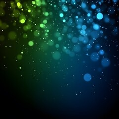 Abstract Green Blue Bokeh Lights Background, Sparkling Glitter, Festive Shimmer, Magical Dust