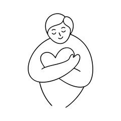 A simple person hugging vector illustration.