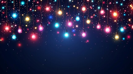 Enchanting Display of Colorful Lights Against a Deep Blue Background Creating a Mesmerizing Atmosphere of Wonder and Vibrancy Suitable for Celebrations and Festive Occasions in Various Contexts