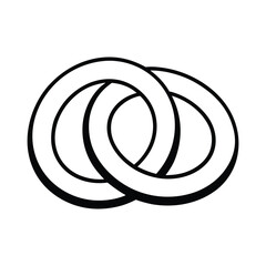 A simple two interlocked rings vector illustration.