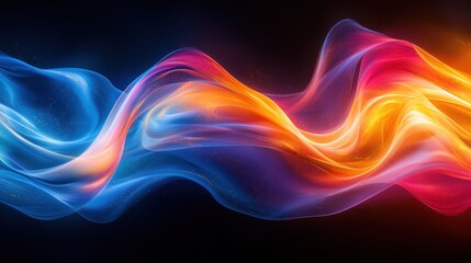 Abstract colorful wave patterns flowing in a dark background