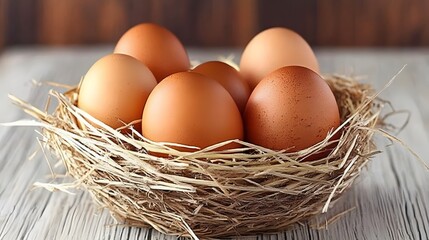Brown Eggs in a Hay Nest Rustic Still Life