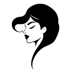 Elegant Woman Profile: A Black and White Fashion Illustration.  A stylish and minimal graphic design featuring a female face and hair, perfect for beauty and fashion brands.