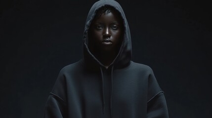 Portrait of a person in a dark hoodie.