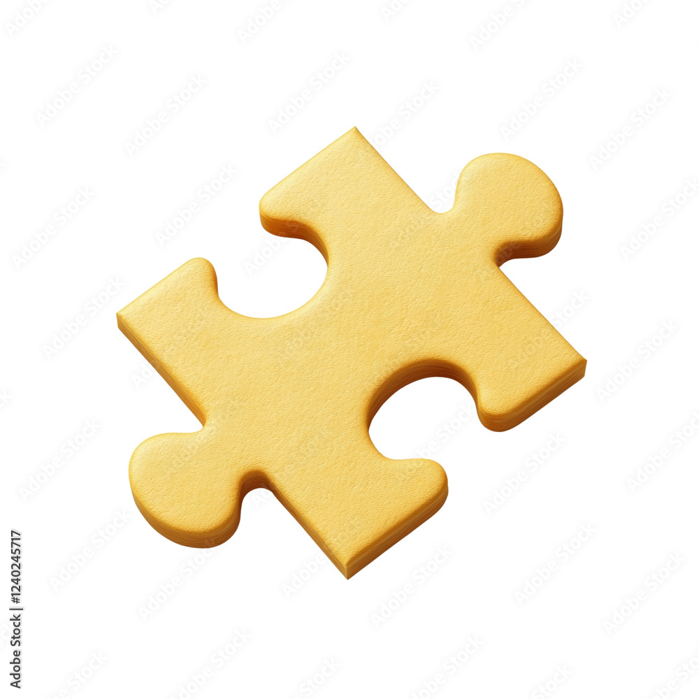 Aufkleber a three dimensional rendering of a single golden puzzle piece against a black background.