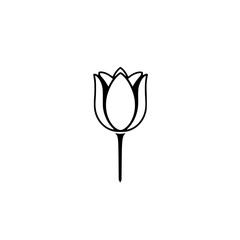 Elegant Minimalist Tulip Flower Line Art: Black and White Botanical Illustration