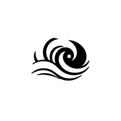 Abstract Ocean Wave: Vector Graphic Design - Black and White Swirl Pattern