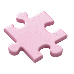 Fototapeta premium A single pink three dimensional puzzle piece is shown against a black background.