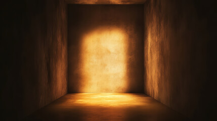 dimly lit chamber with warm, mysterious glow illuminating walls, creating unsettling yet intriguing atmosphere