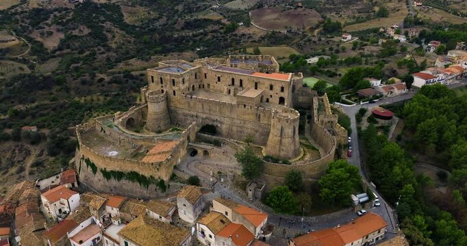Aerial View Of Rocca Imperiale Castle In The Province of Cosenza, Italy.