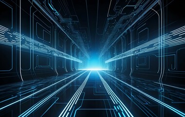 Naklejka premium Blue cyber background image, diagonal, spatial stereoscopic, light texture banner