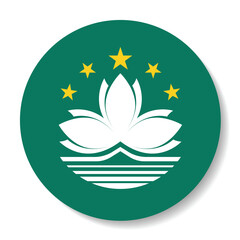 Obraz premium Macau circle flag. Button flag icon. Standard color. Circle icon flag. Computer illustration. Digital illustration. Vector illustration.