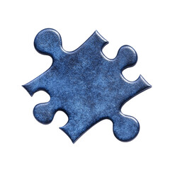 A single blue textured jigsaw puzzle piece is shown against a black background.