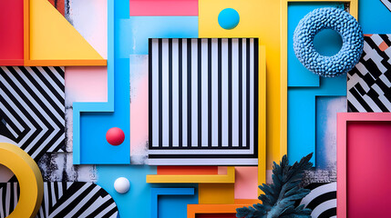 A dynamic, abstract background design with multicolored graphics
