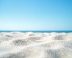 Obraz premium White sand beach, ocean view, summer sky, product display