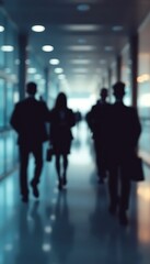 Blurred Silhouettes Business People A Blurred Corridor Corporate And Business Abstract Background