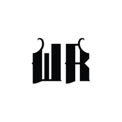 WR monogram logo design letter text name symbol monochrome logotype alphabet character simple logo