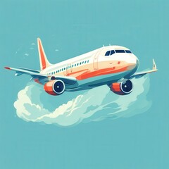 Obraz premium the AI Image Generator, Airplane Flying Against a Vibrant Sunset Sky