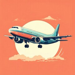 the AI Image Generator, Airplane Flying Against a Vibrant Sunset Sky