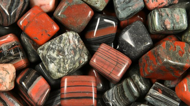 Stunning Red and Black Jasper Tumbled Stones Collection