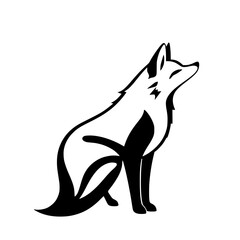 Majestic Fox Silhouette: Elegant Black and White Animal Vector Graphic