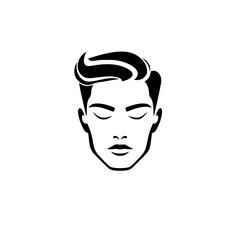 Serene Man Face: Minimalist Black and White Portrait Illustration.  A calm, peaceful expression, perfect for meditation, spa, or wellness branding.