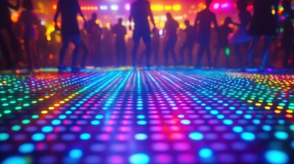 Fototapeta premium Vibrant dance floor lights create energy.