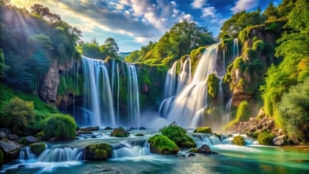 Italy's Cascata del Rio Bianco: a breathtaking high-resolution image capturing stunning waterfall scenery.