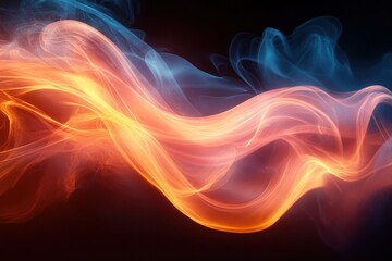 Obraz premium Colorful abstract smoke waves dancing in dark background
